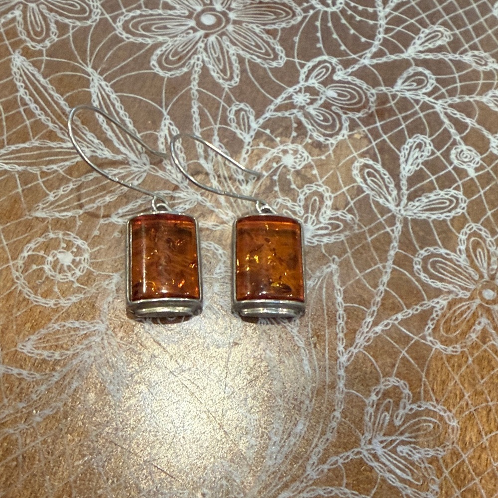 Amber Rectangular Drop Earrings - image 1